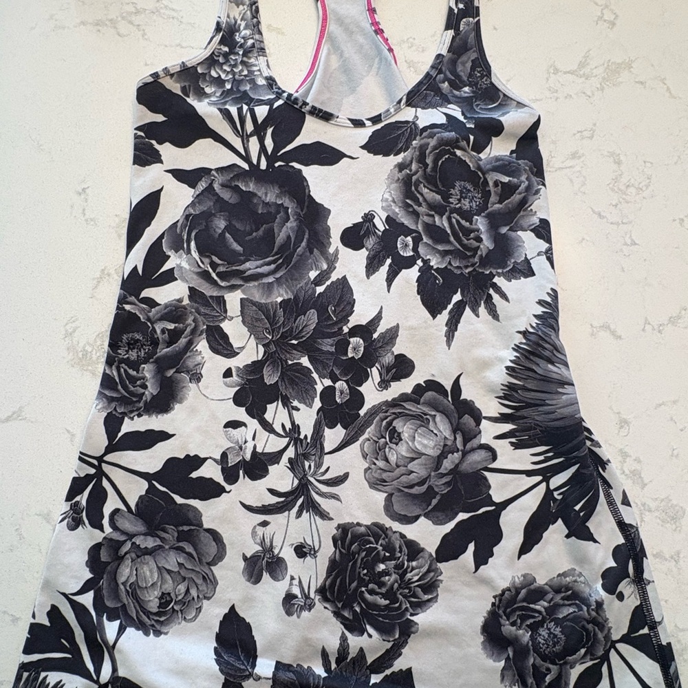 Lululemon Black & White Floral Racerback Tank Dress